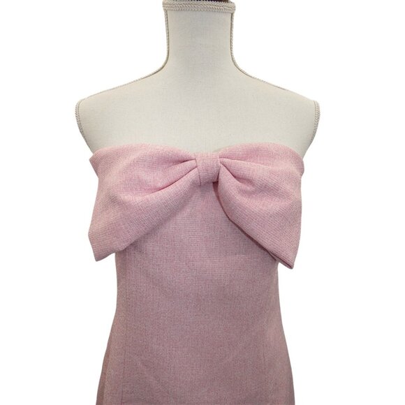 NWT Cider Pink Strapless Bow Mini Dress M Coquette Barbiecore Mean Girls - Picture 3 of 13